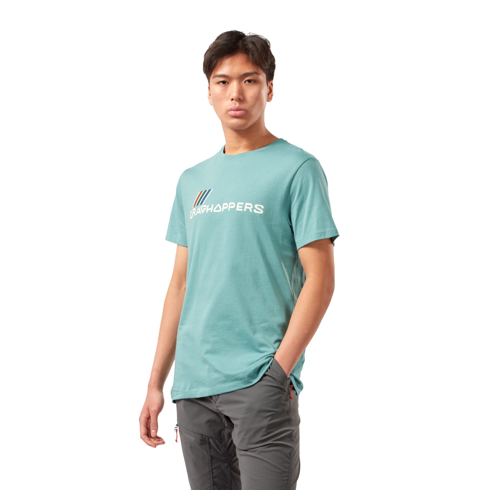Men's Mightie Short Sleeved T-Shirt | Dusty Aqua Brand Carrier