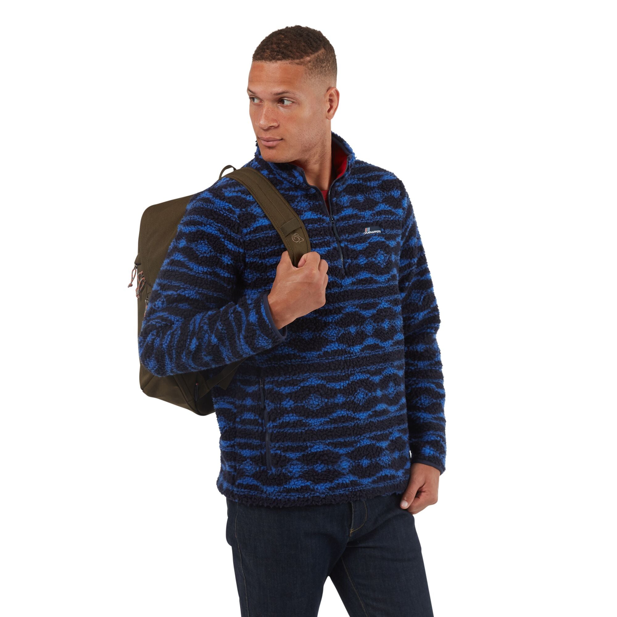 Men's Sawrey Half Zip Fleece | Blue Navy Print