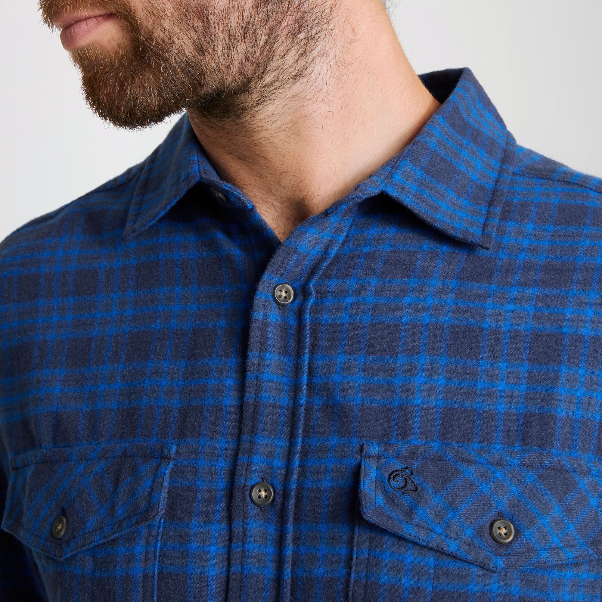 Men's Kiwi Check Long Sleeved Shirt | Blue Navy Check