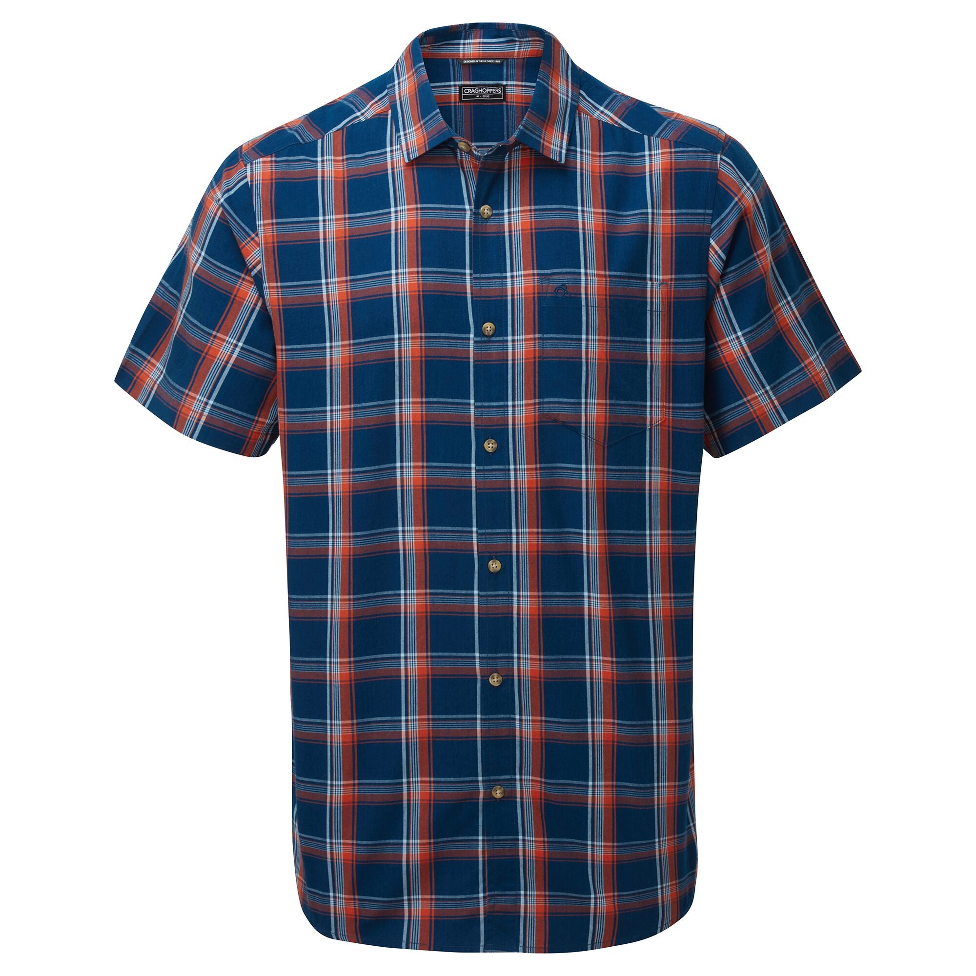 Men's Rafie Check Short Sleeved Shirt | Poseidon Blue Check