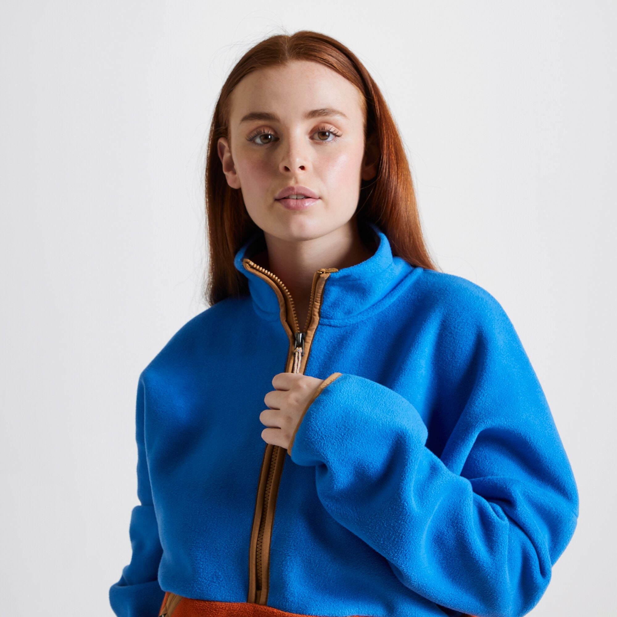 Unisex Whitlaw Half Zip Fleece | Avalanche Blue/Potters Clay