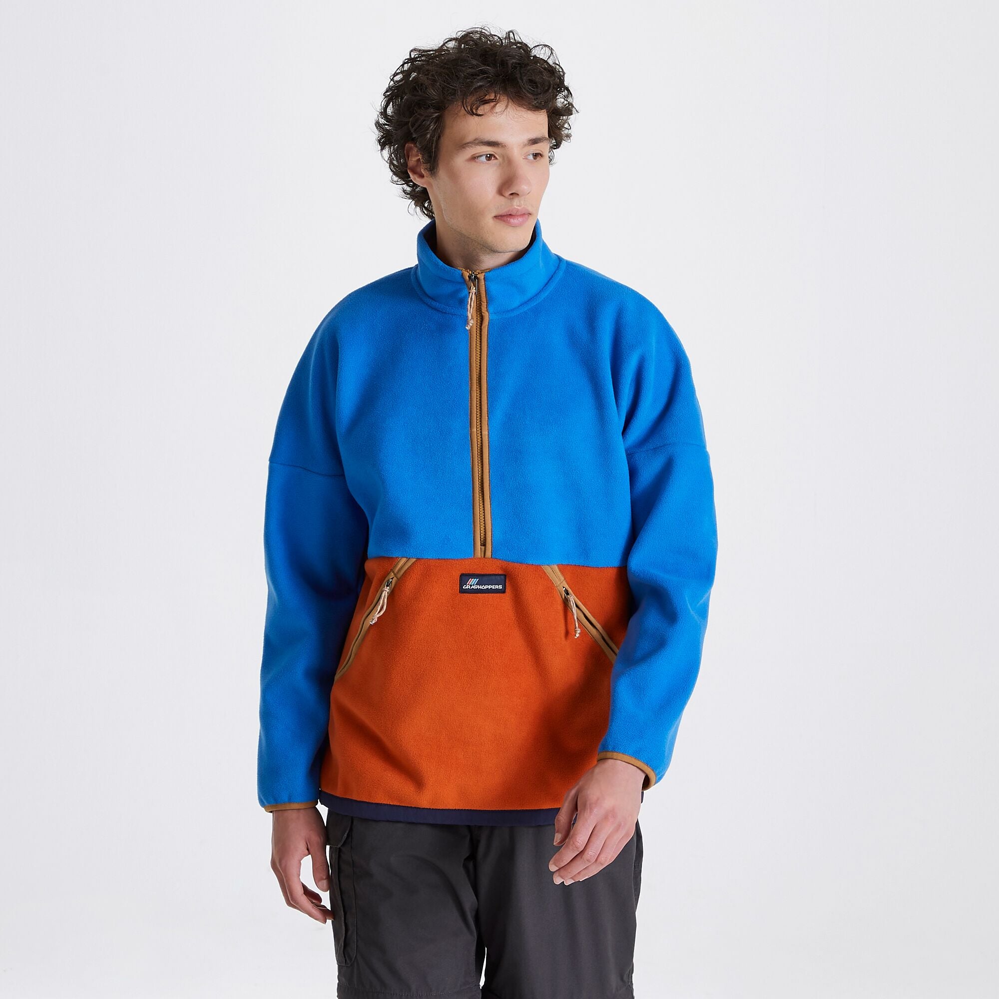 Unisex Whitlaw Half Zip Fleece - Avalanche Blue/Potters Clay