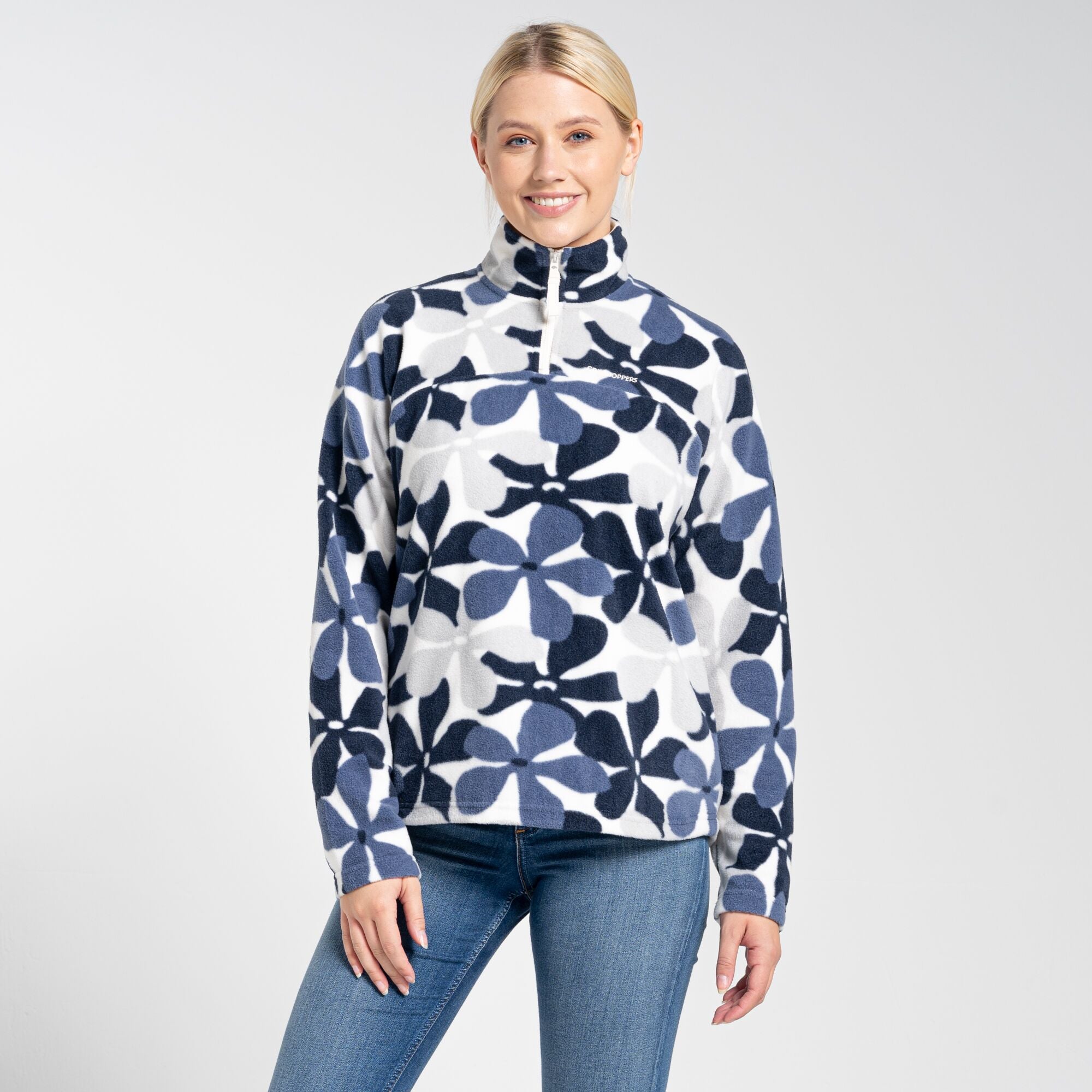 Women's Cabrillo Half Zip Fleece | Blue Navy Print