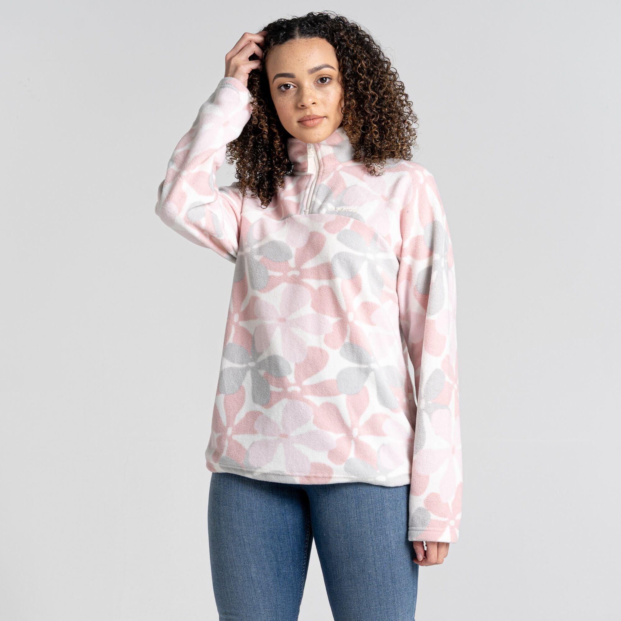 Women's Cabrillo Half Zip Fleece | Pink Clay Print