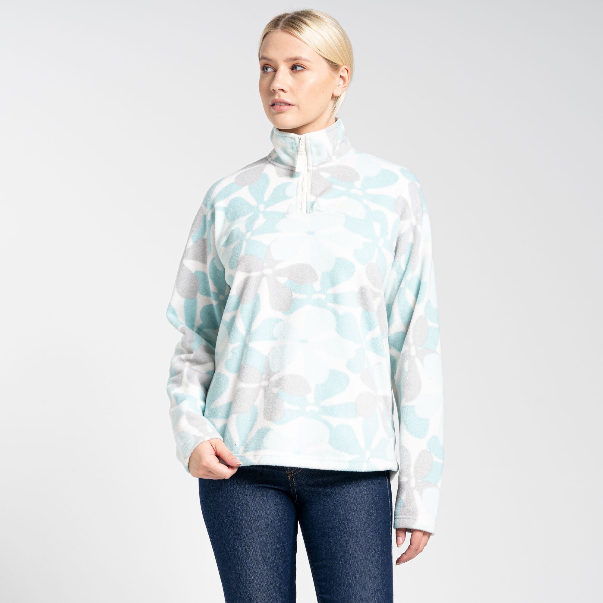 Women's Cabrillo Half Zip Fleece | Poolside Green Print