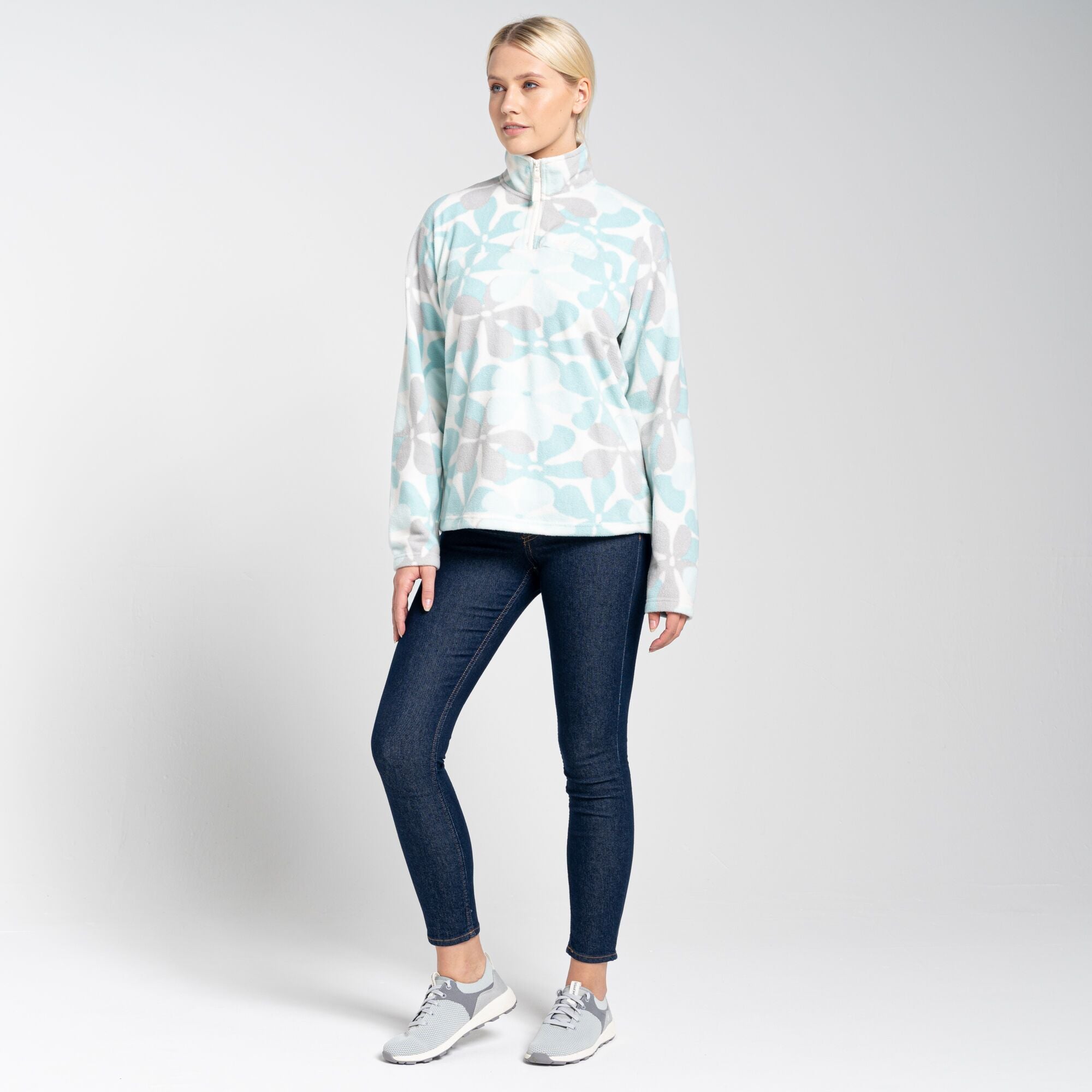 Women's Cabrillo Half Zip Fleece - Poolside Green Print